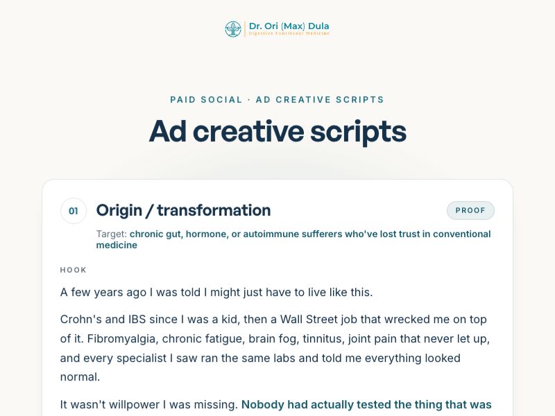Ad creative scripts preview
